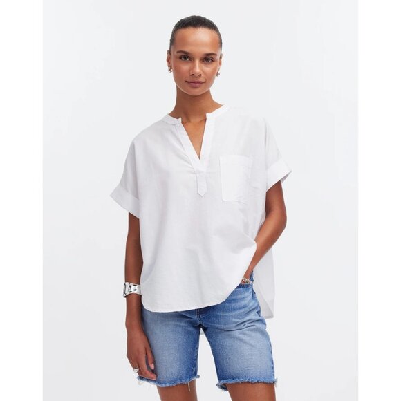 Madewell Tops - Madewell Philly Shirttail Top In Eyelet White Popover Pocket XXL